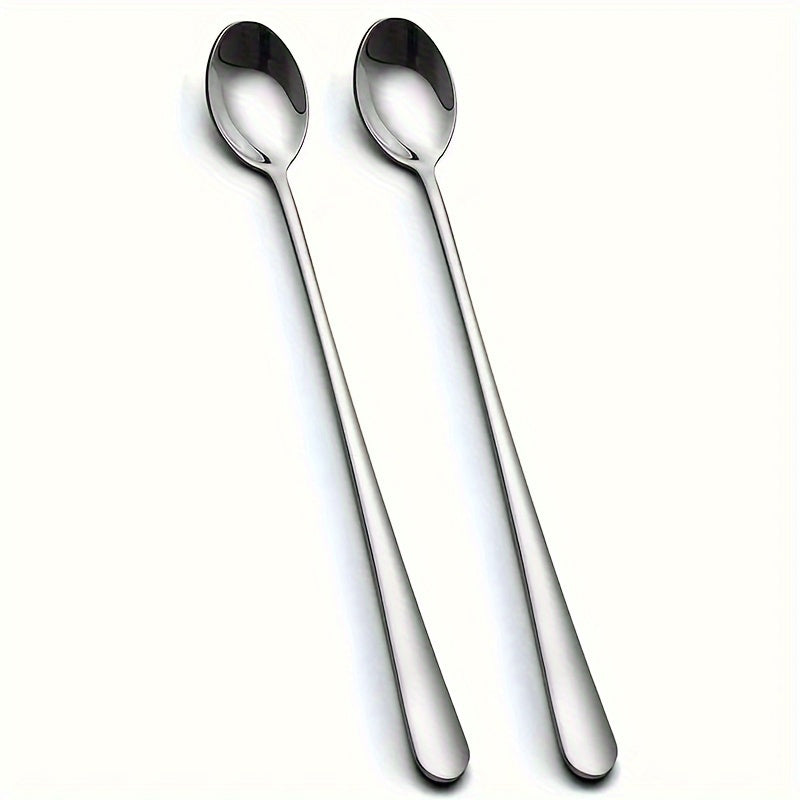 2/4/6pcs Stainless Steel Spoons: Coffee, Dessert, Iced Tea, Long Handle