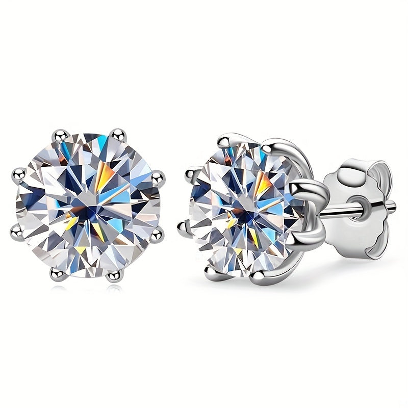 Add some excitement to your style with our LOVESSOM 4 Carat Moissanite Stud Earrings! These hip hop rock inspired earrings are made from 925 sterling silver and feature an 8-prong setting, perfect for couples. Ideal for weddings, birthdays