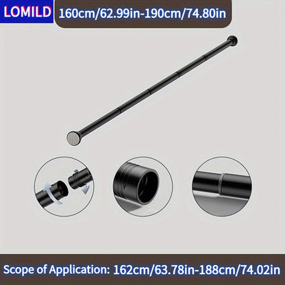 Upgrade your space with the LOMILD Stainless Steel Black Telescopic Rod. This versatile no-drill pole can be used for shower curtains, window drapes, and closet rails. The classic design features textured grip end caps for a stylish touch. Enjoy the