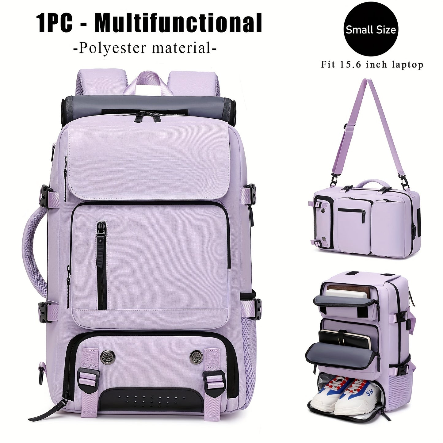 Versatile large backpack with shoe compartment & USB port for outdoor activities, business, and college. Great gift idea for men and women.