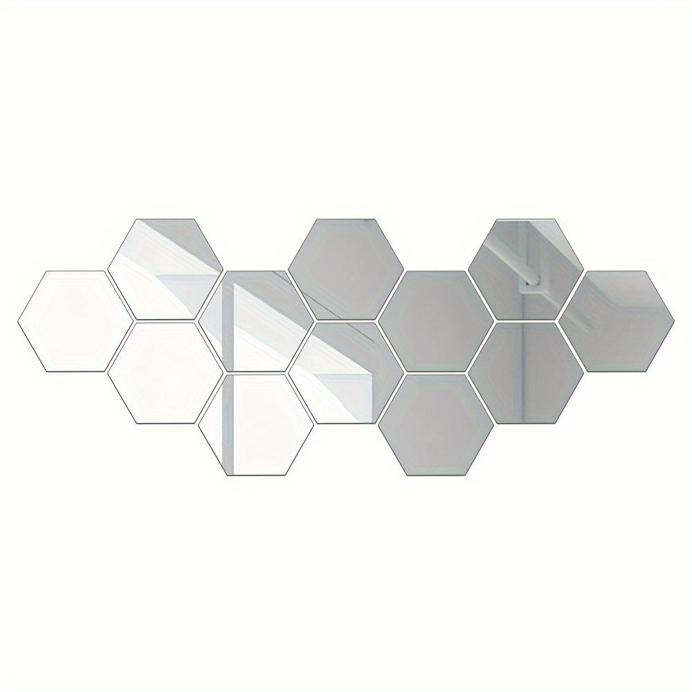 72 Hexagonal Mirror Wall Stickers for DIY Room Decoration