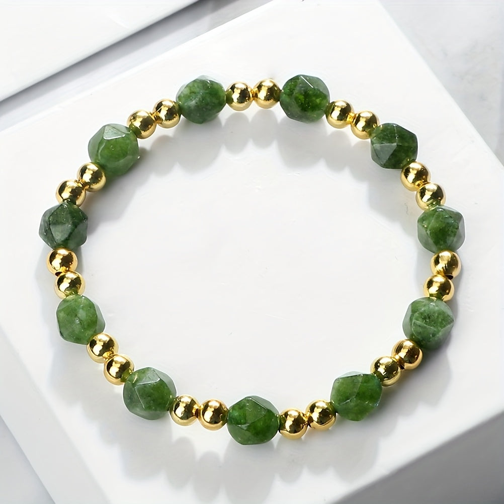 Beautiful Nautical Inspired Natural Aventurine & Dongling Stone Beaded Bracelet, 8mm - Ideal Healing Meditation Jewelry for Women. Great for Everyday Wear or as a Valentine's Day Gift. Versatile Accessory for All Seasons.