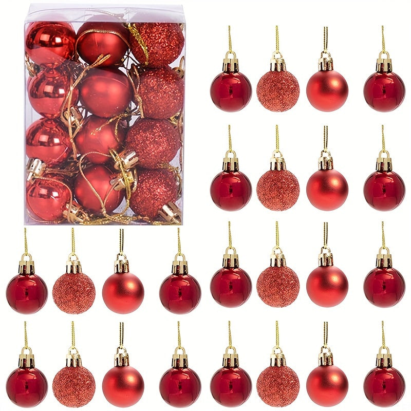 24-piece set of mini shatterproof Christmas tree ornaments for party decorations and supplies.