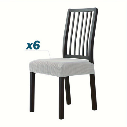 Stretchable dining chair covers made from a blend of elastic spandex and polyester, machine washable with contemporary design. Fits most chairs (42/66cm width) for chair protection. Ideal for modern home decor.