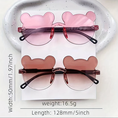 2 bear ear fashion glasses for teens in mixed color PC frame, perfect for New Year, Valentine's Day, and carnival gifts.