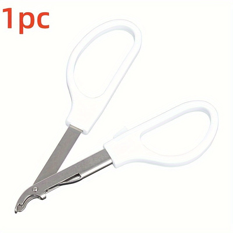 Comfortable stainless steel suture remover tool designed for precise stitch removal in medical and veterinary settings. Features a white handle for easy handling, ergonomic design, and