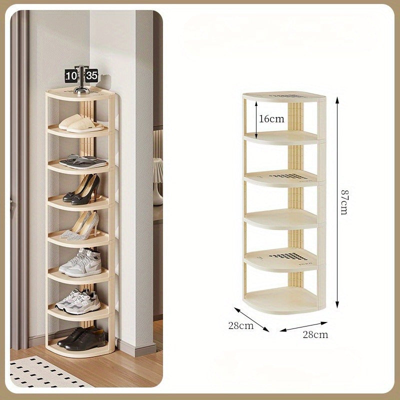 Get organized with our 1pc Multitier Shoe Rack Organizer! This freestanding plastic shoe rack requires no assembly and offers versatile storage for your entryway, bedroom, dorm, or home. With a large capacity, this shoe cabinet will help you keep your