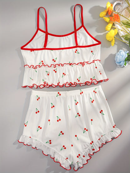 Cherry Print Pajama Set for Women.