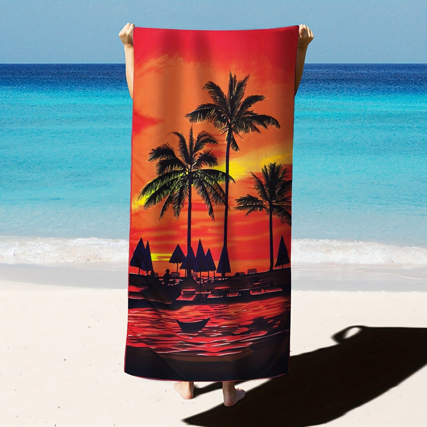 Tropical-themed microfiber beach towels (27.5”x 55”) with vibrant ocean prints. Quick-drying, soft, and absorbent. Ideal for swimming, surfing, yoga, camping, and fitness. Compact and lightweight.