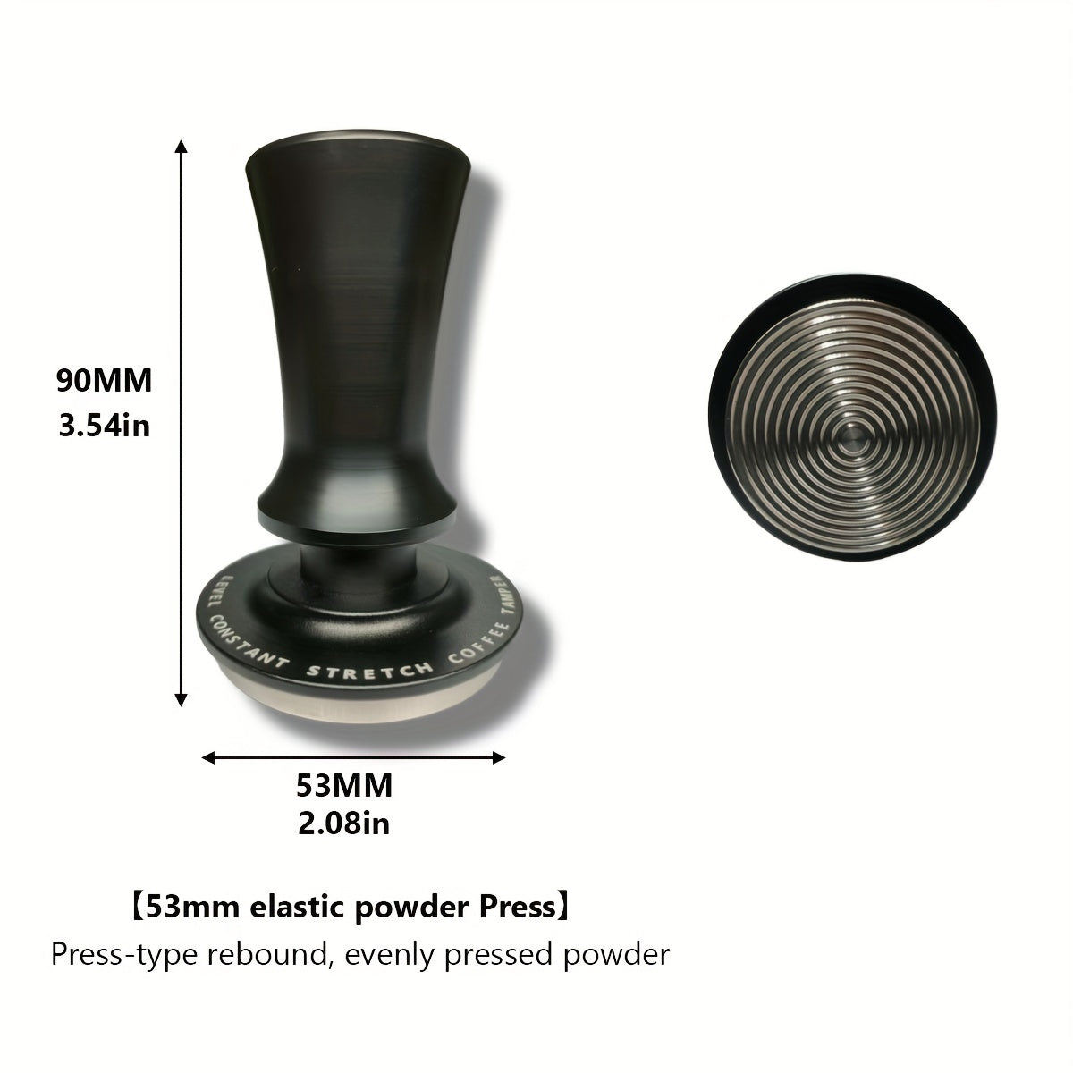 High-Quality Stainless Steel Espresso Tamper featuring Calibrated Spring - Available in 51/53/53.7/58mm Sizes, Long-lasting Carbon Brazed Coffee Tamper with Ripple Base for Even Ground Distribution, Essential Espresso Accessory