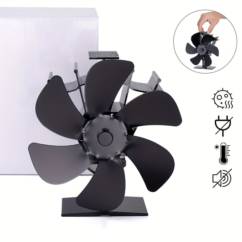 Quiet, portable high-quality heating accessory - 6-blade heat powered stove fan for wood and fireplace