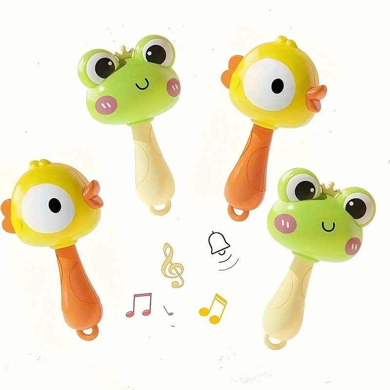 Handheld Rattle Toy Set with Frog & Duck Designs - Ideal Gift for Children's Birthdays, Christmas, and Special Occasions | Made of Sturdy ABS Material | Green and Yellow Color Scheme