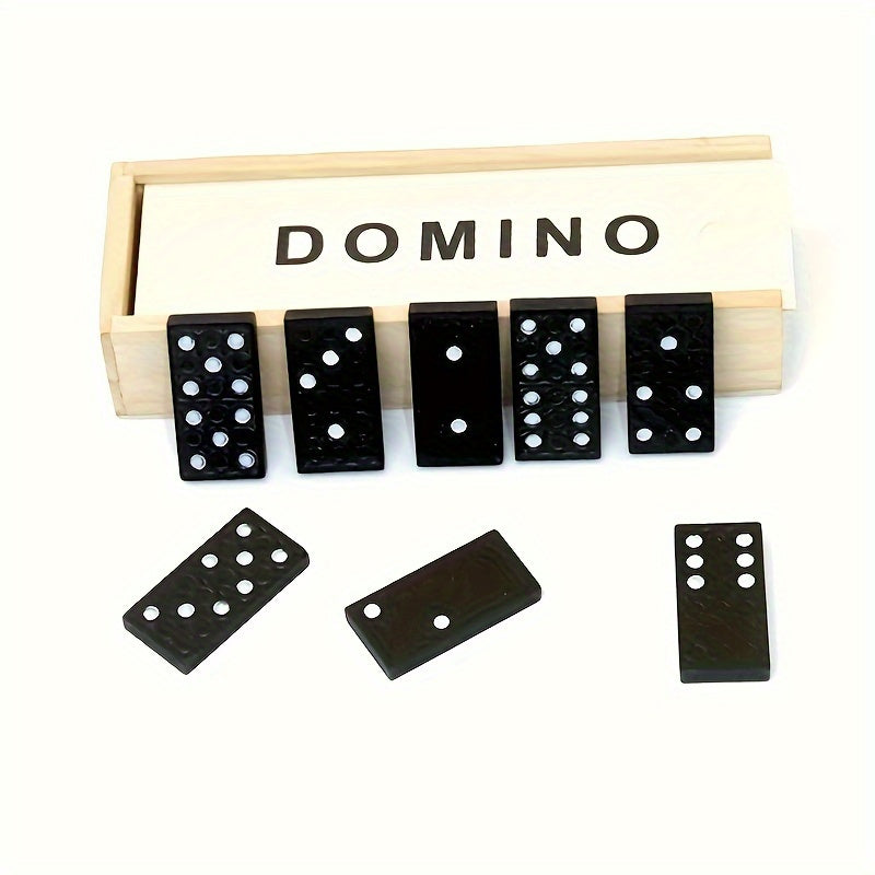 28pcs Premium Wooden Dominoes Set in Elegant Storage Box