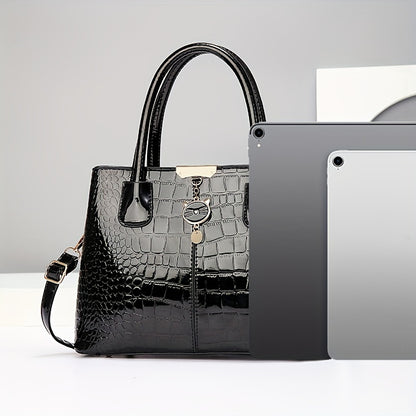 Mother's Day gift: Crocodile pattern handbag for fashionable middle-aged mothers, with large capacity and painted shoulder design. Great for Easter.