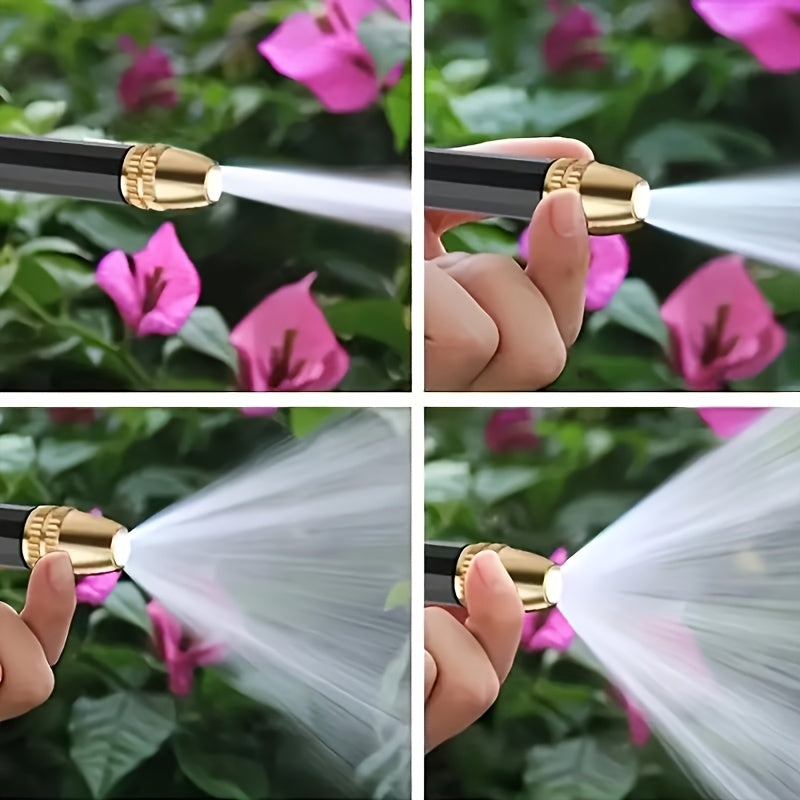 YIJU Expandable Garden Hose with High-Pressure Spray Nozzle & Multi-Thread Connectors - Available in 22.86m, 15.24m, and 7.62m Lengths, Blue Rubber Design for Cleaning, Washing, and