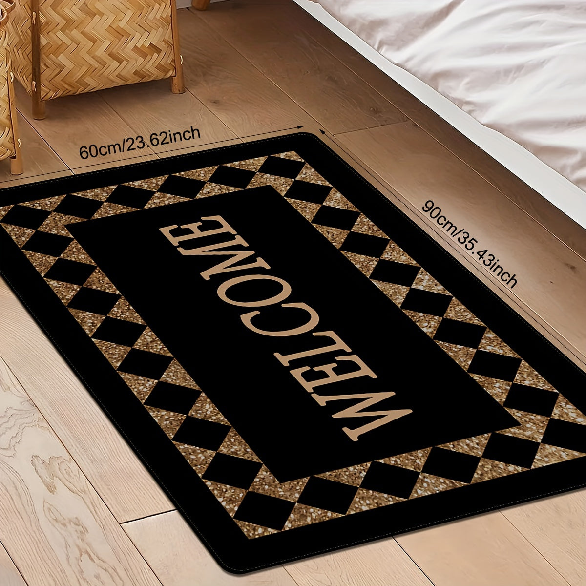 Creative Plaid Print Doormat featuring a Chic Monogram Pattern. This Non-Slip, Stain-Resistant Foyer Pad is perfect for high-traffic areas such as the Laundry Room, Bathroom, Entryway, or any room in the home. Makes a great homecoming gift or spring