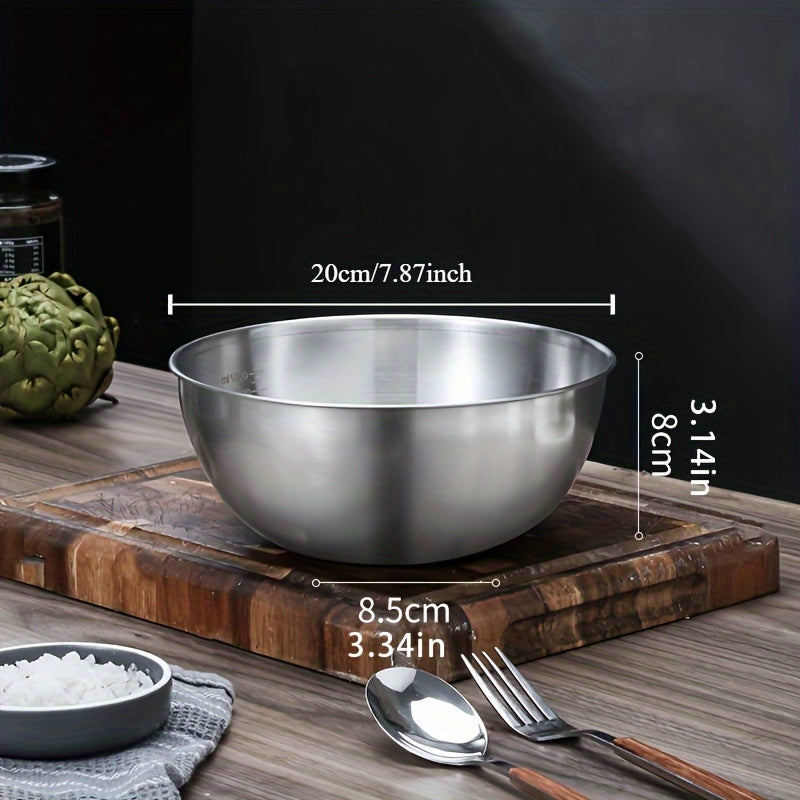 Stainless Steel Mixing Bowl with Measuring Guide - Durable Construction, Safe for Food, Versatile Kitchen Tool for Cooking, Baking, and Food Preparation - No Power Required