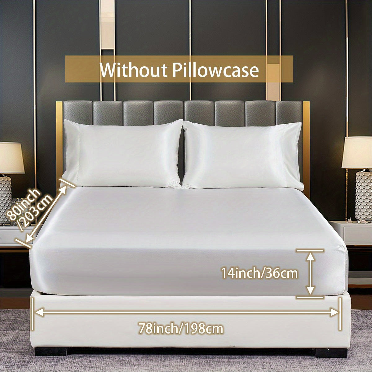 Satin Solid Color Fitted Sheet, Luxuriously Soft Bedding for Bedroom and Guest Room, Pillowcase Not Included