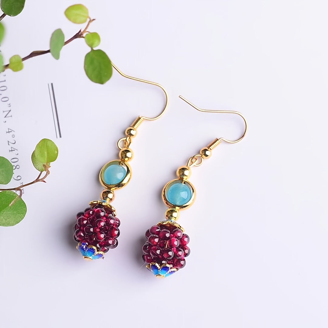 Hand-crafted Natural Garnet Earrings, Exquisite and Stylish Jewelry for Women. Perfect Gift for Birthdays, New Year, Christmas and Thanksgiving. Comes in a Gift Box.