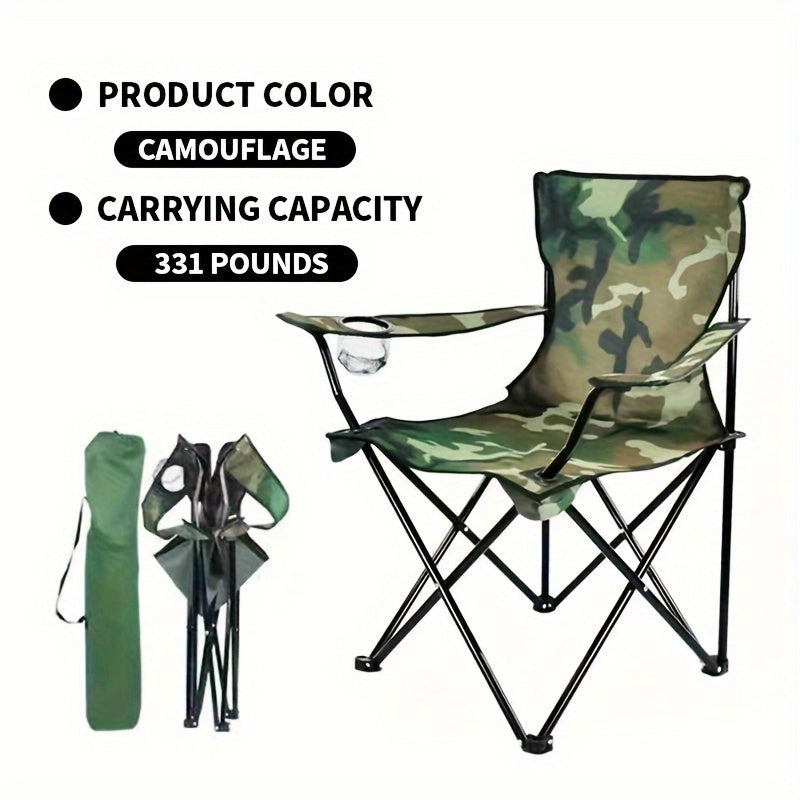 Durable and portable folding outdoor chair for adults with steel frame.