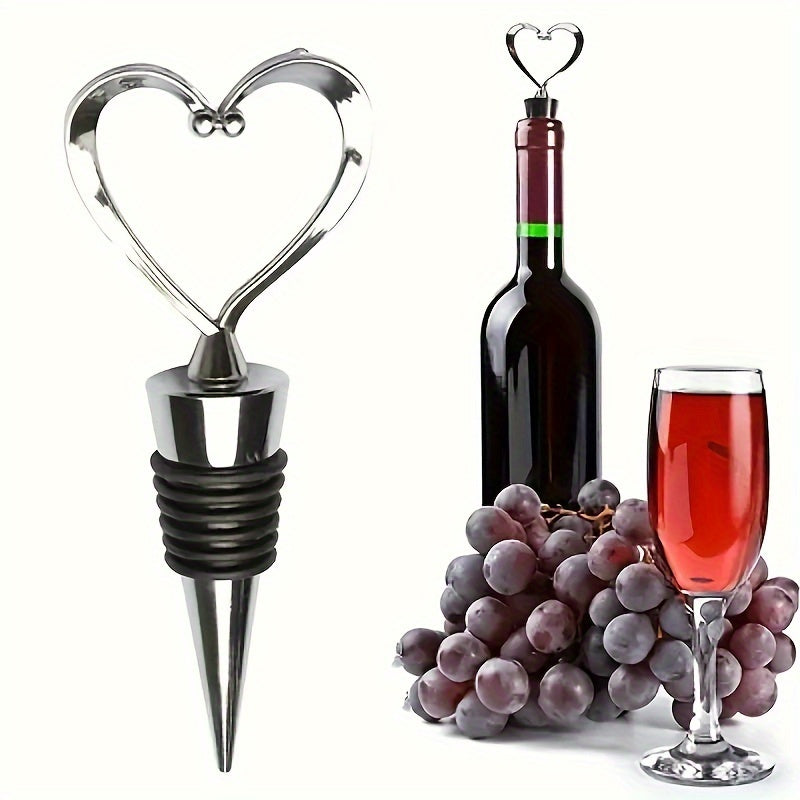 Elegant heart-shaped red wine stopper made of durable ABS plastic keeps wine fresh for Independence Day celebrations and daily use.