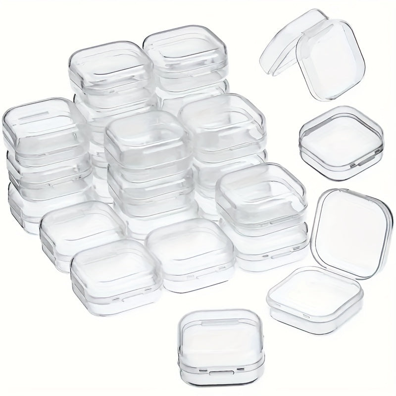 20 small jewelry storage boxes with lids made of plastic, for organizing beads, sewing accessories, arts and crafts supplies, suitable for storing items in bedroom, bathroom, or office.