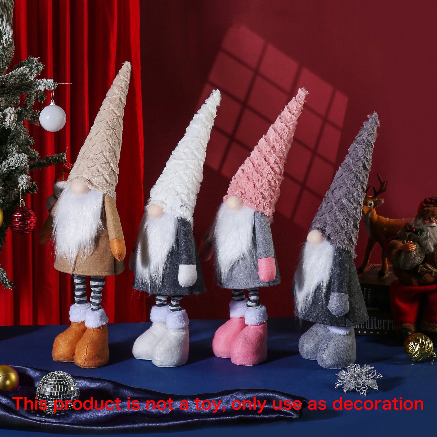 1pc Christmas decorations: Faceless elderly man telescopic plush doll for Christmas parties.