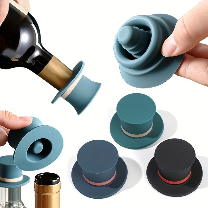 Silicone wine bottle stopper for red and champagne bottles to keep them fresh and dust-free.