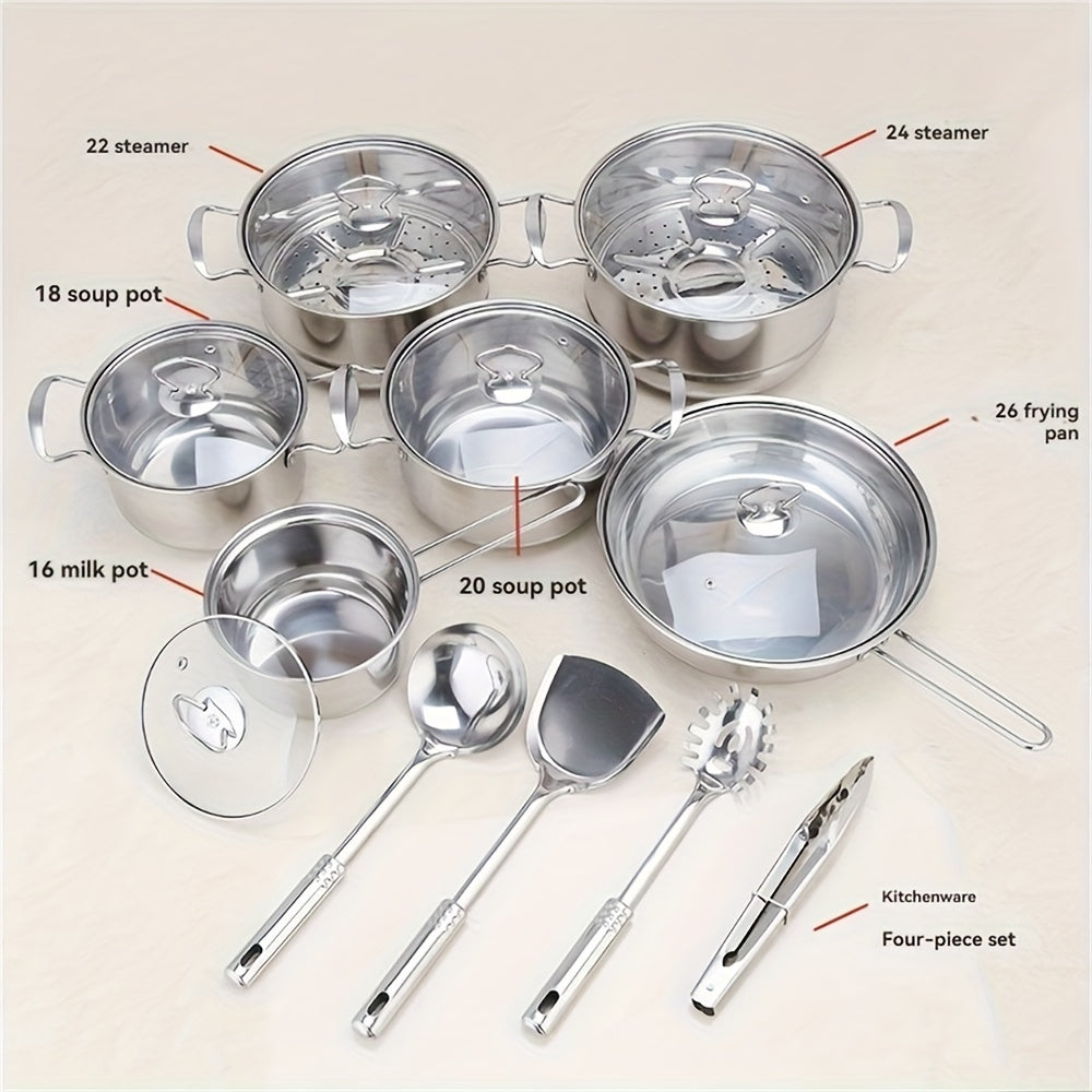 Set of 18 pieces of cookware