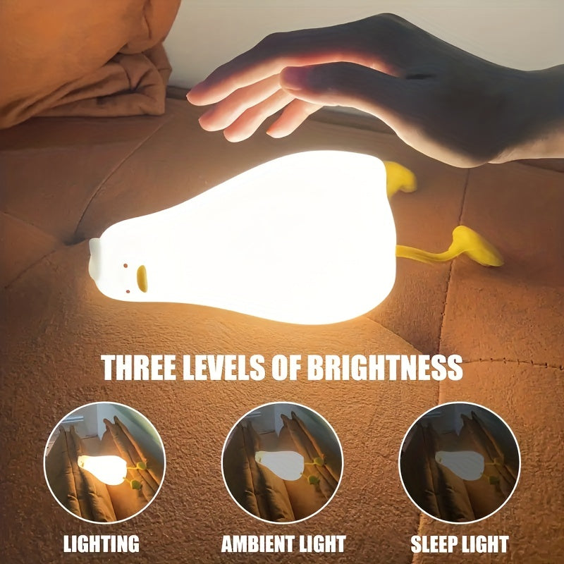 Silicone Duck LED Night Light - Dimmable & Timer-Controlled Bedside Lamp with Touch Control for Cute Bedroom Atmosphere