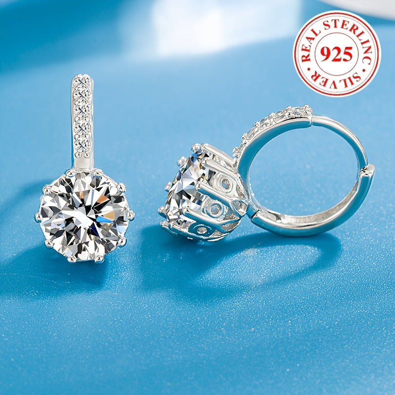 These stunning round zirconia earrings are crafted from hypoallergenic S925 silver, making them perfect for women with sensitive skin. They make a beautiful Valentine's Day engagement gift, weighing in at 3.52g (0.124oz).