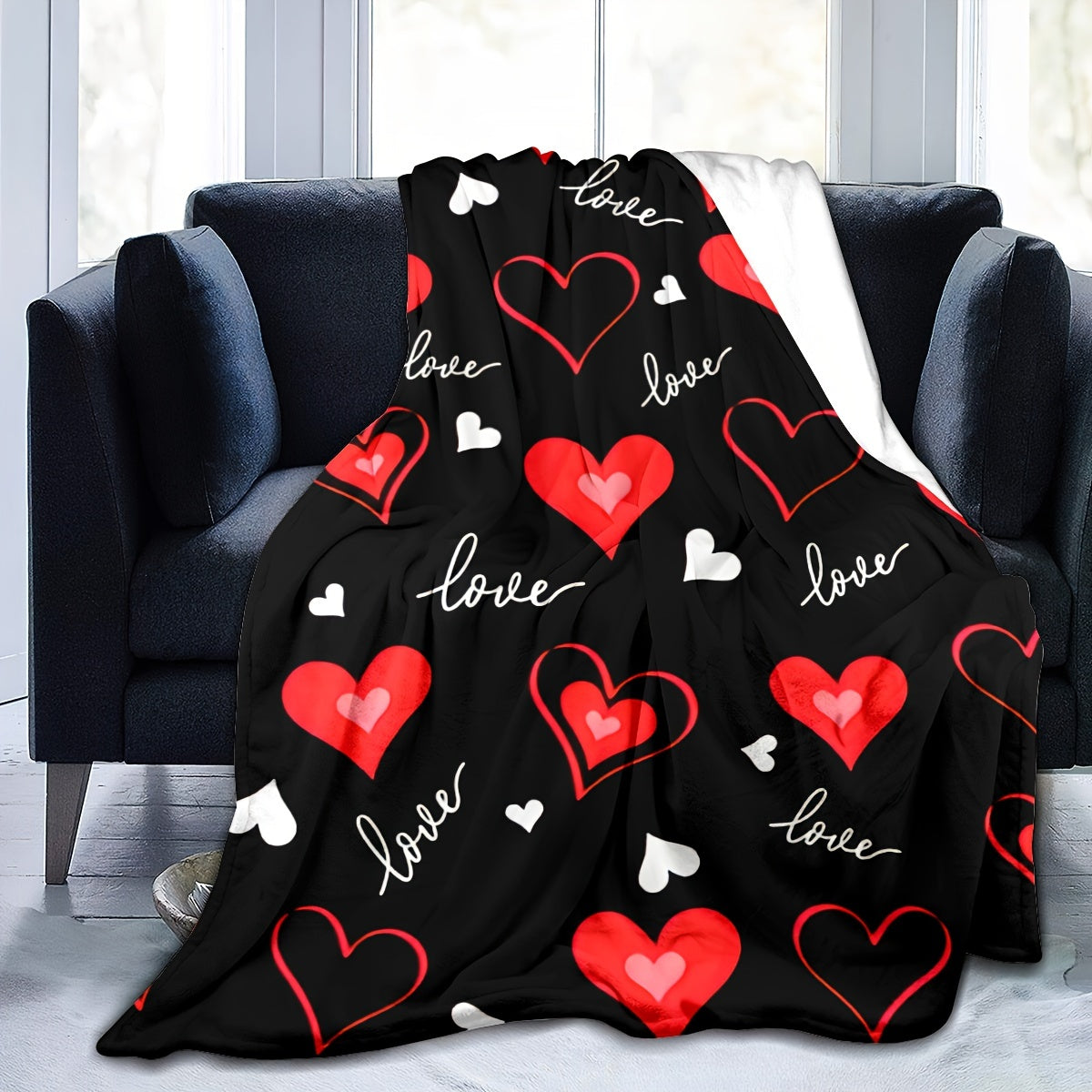 Get cozy with this 1 piece Red Love printed blanket, perfect for Valentine's Day or Mother's Day gifting. Made from flannel material, this soft and warm throw blanket is ideal for snuggling up on the couch, sofa, or even while camping or traveling. A