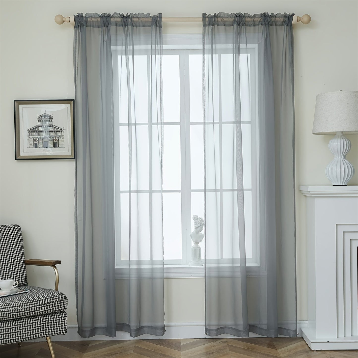 [Top Pick] Add a touch of elegance to your home with these stylish terylene gauze curtains. The two-piece set features a semi-transparent design in a plain color, perfect for creating a breathable and lightweight atmosphere in any room. Hang them with