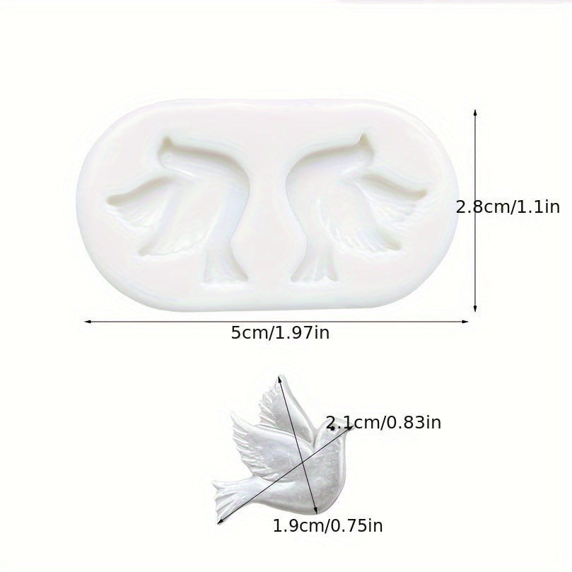 Silicone Cake Mold Shaped Like a Dove - Ideal for Decorating Fondant, Chocolate, and Sugarcraft in the Kitchen or Restaurant Setting. Features Easy Release and Long-lasting Construction