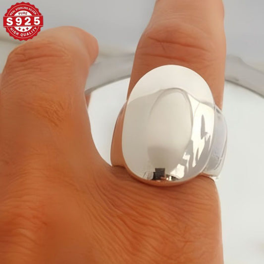 This 925 Sterling Silver Wide Oval Ring exudes elegance with its vintage flair. Featuring a simple geometric statement band, this 925 silver plated ring is perfect for everyday wear, parties, weddings, and as a thoughtful Valentine's Day gift. Versatile