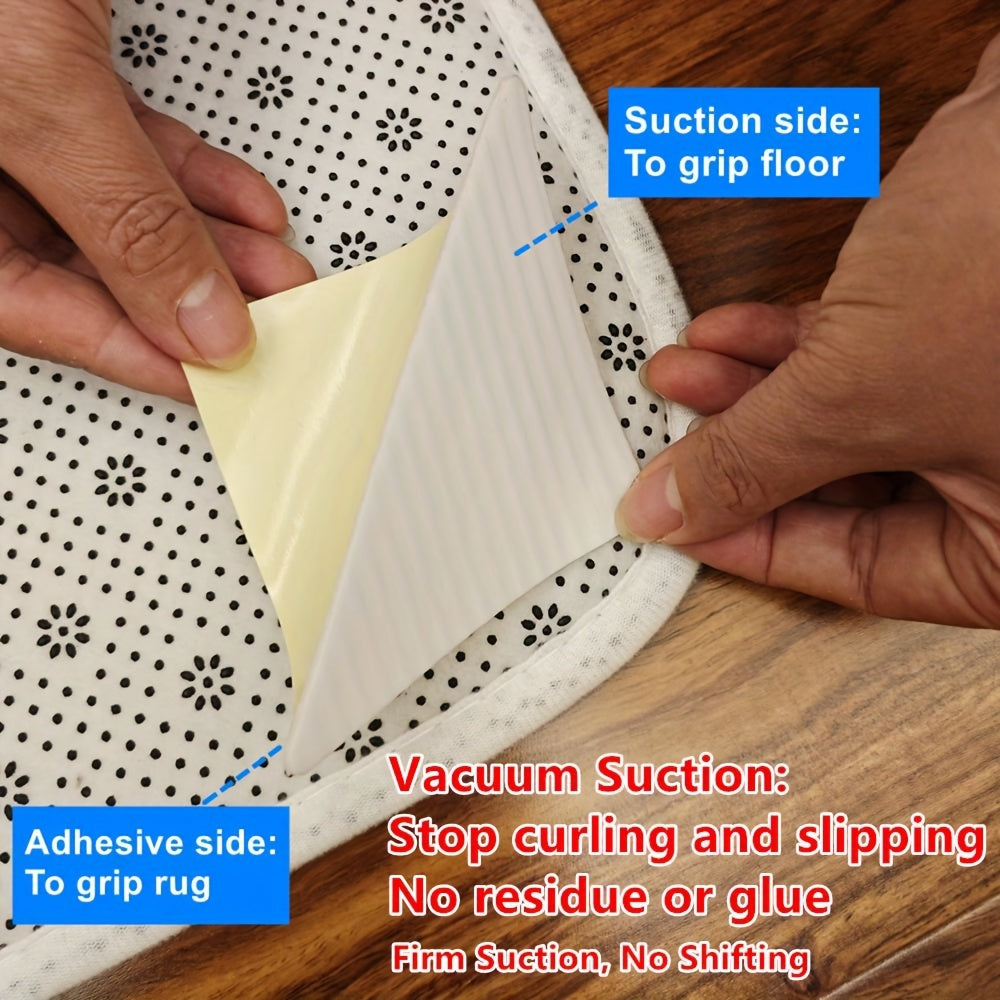 Rug Pad Gripper Set of 12 Pieces: Non-Slip Washable Grippers for Rugs, Traceless Fixing Stickers for Indoor Use on Hardwood Floors