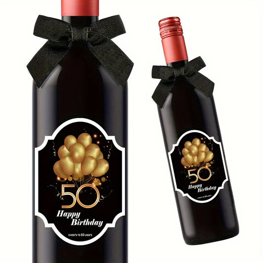 8pcs of 50th Happy Birthday Wine Bottle Labels for champagne and sparkling wine, perfect for turning any bottle into a thoughtful birthday gift or decoration.