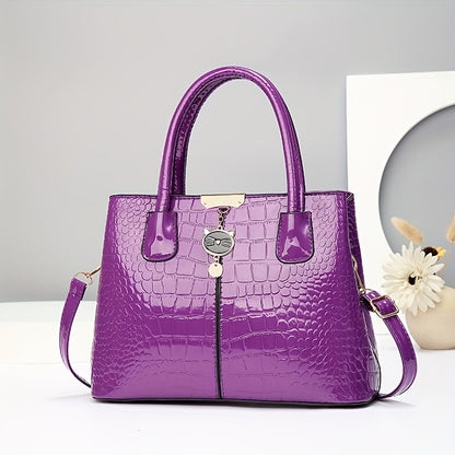 Mother's Day gift: Crocodile pattern handbag for fashionable middle-aged mothers, with large capacity and painted shoulder design. Great for Easter.