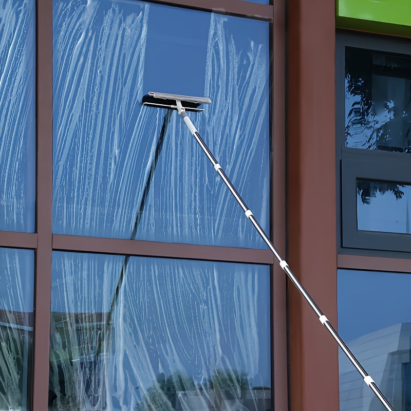 Versatile Magic Window Cleaner with Extendable Pole, Multi-Scene Squeegee for Windows, Walls, Floors, and Patio, Suitable for Home and Car Cleaning, Made of Durable Metal and Plastic