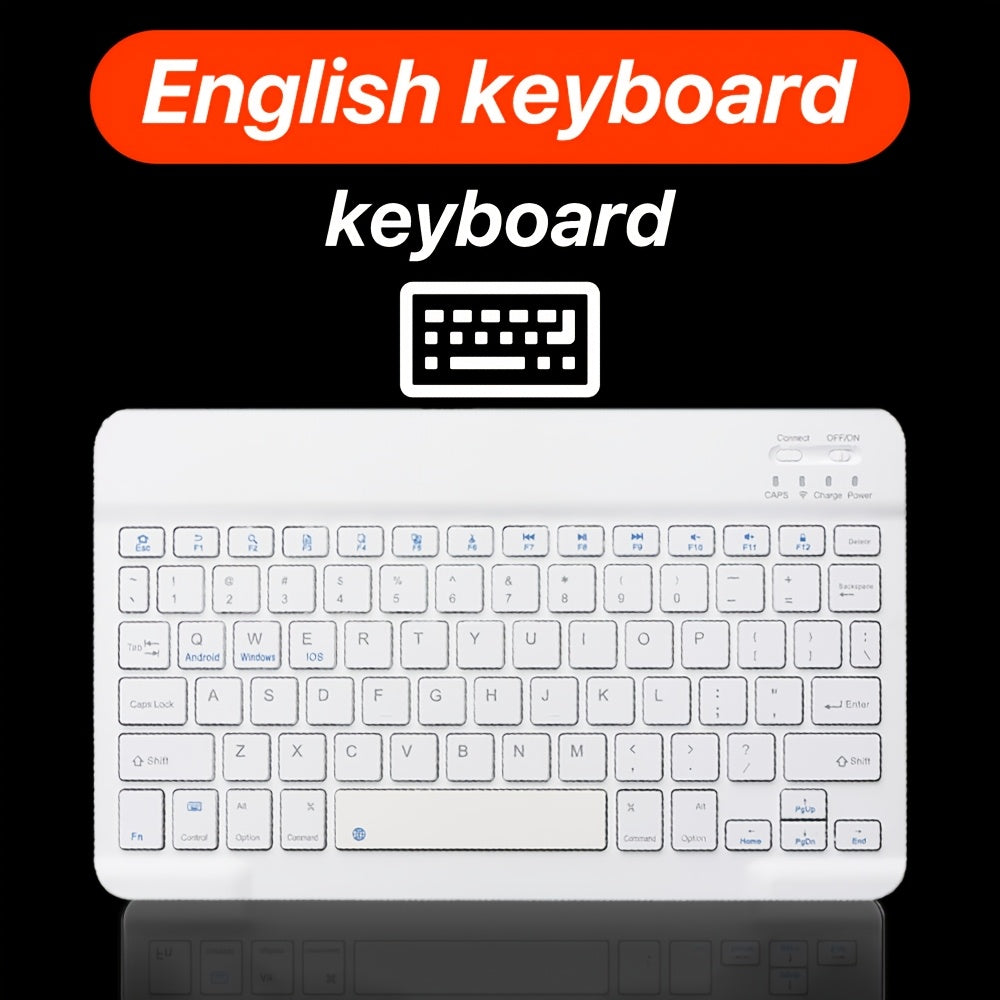 Slim, rechargeable wireless keyboard with ergonomic design for seamless typing on multiple devices. Suitable for PC, laptop, MacBook, iPad, iOS, Android, and Windows.