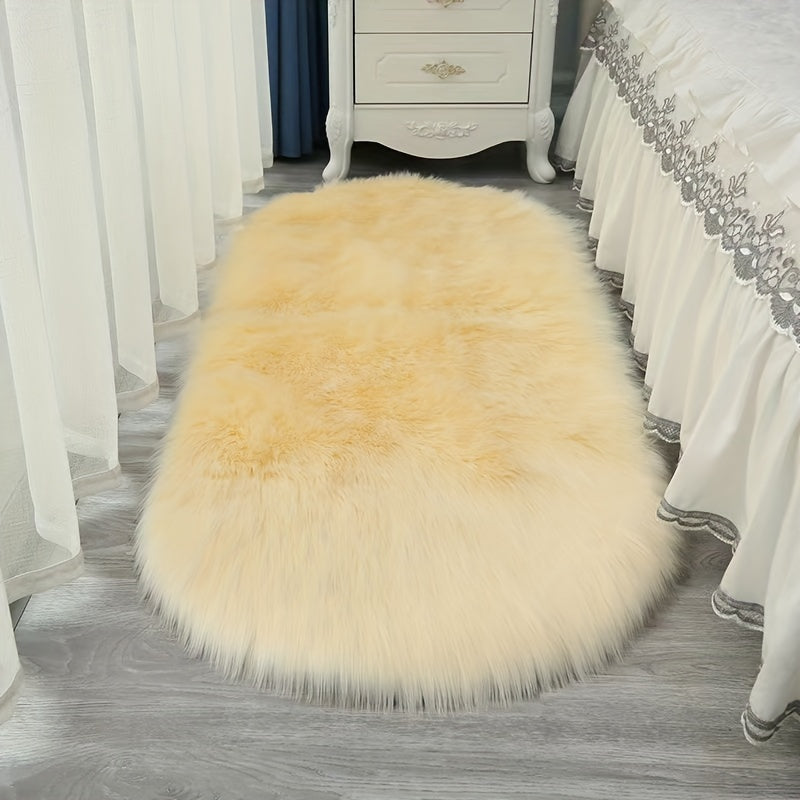 Soft and fluffy shag rug for bedroom or living room, featuring long plush faux fur material. Perfect for adding a cozy and aesthetic touch to your home decor.