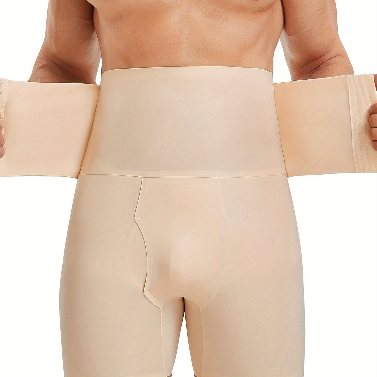 High-waisted compression shorts for men's shapewear provide a slim fit.