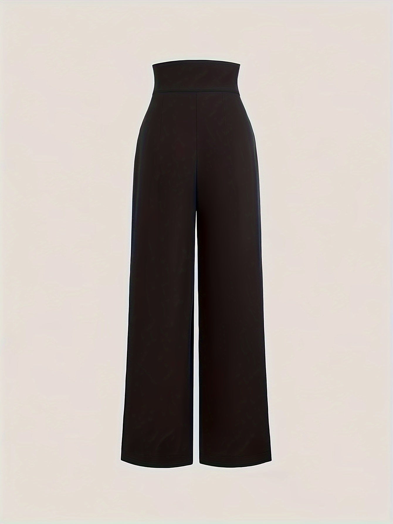 Brown high-waist wide-leg pants for women with button details, made from casual polyester material. Features a pleated design and is machine washable.