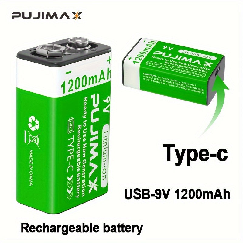 2/4/8pcs of 9v rechargeable lithium batteries with Type-C port charging, ideal for electronic games, toys, and household items.