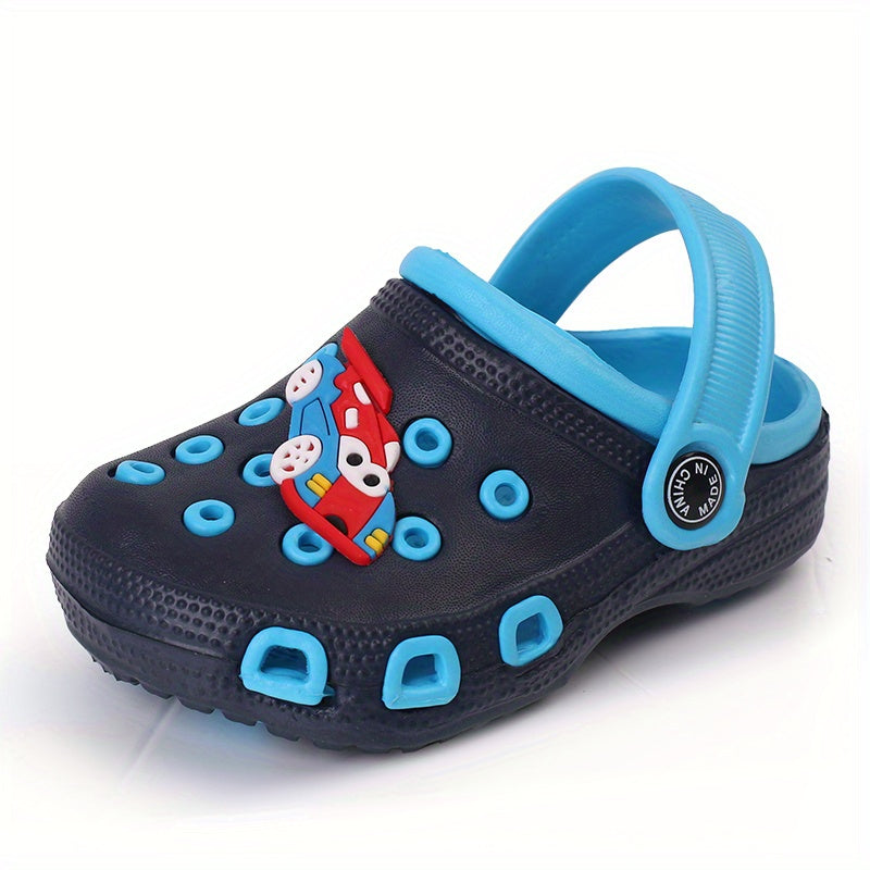 Boys Casual Cartoon Clogs with Non-slip Soft Sole and Assorted Colors.