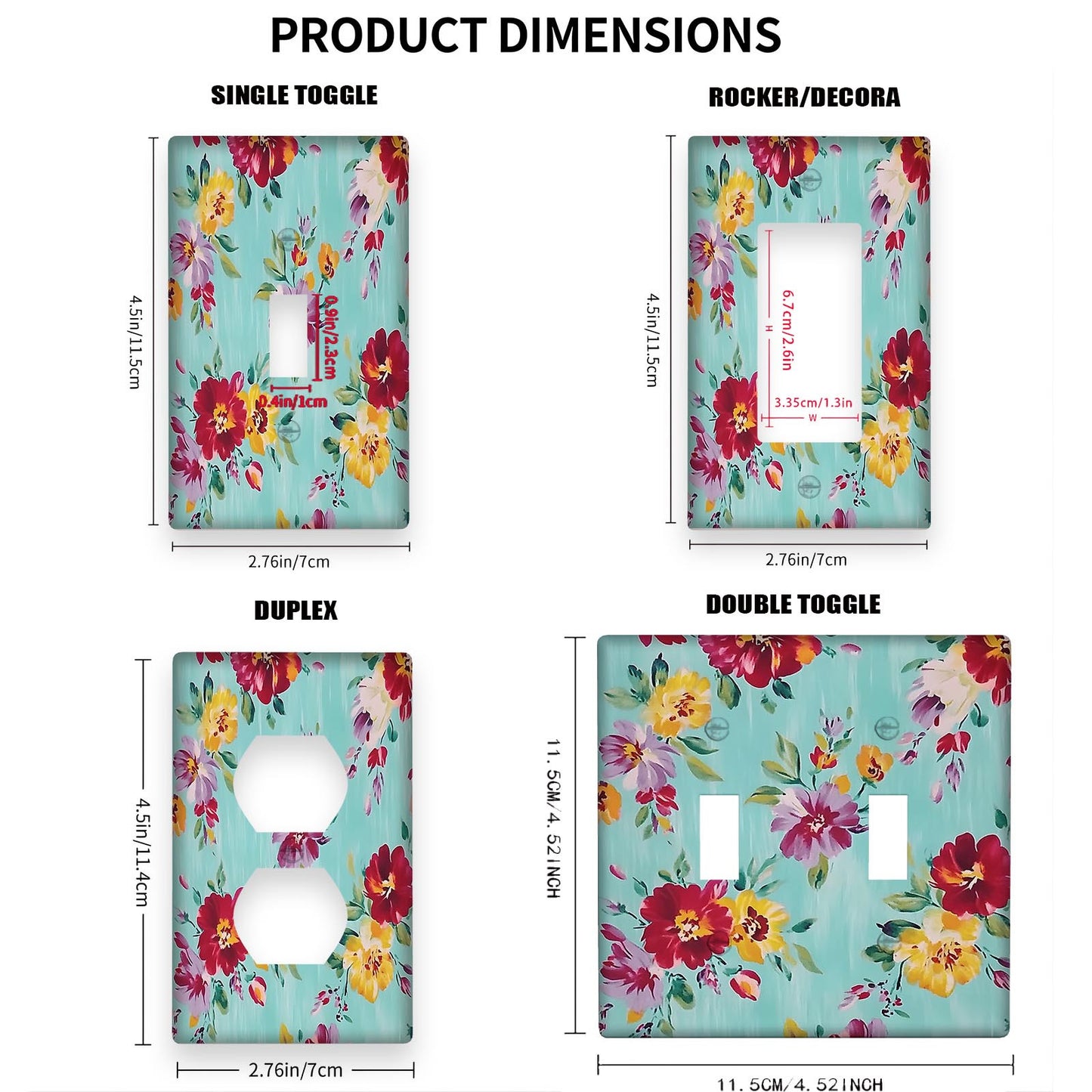 1pc Pioneer Rose Floral Light Switch Plate Cover, Battery-Free, Ideal for Country Bathroom and Bedroom Decor.