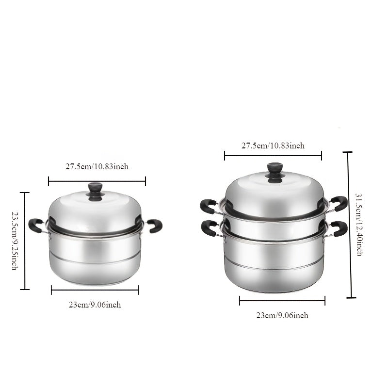 Многоуровневая кастрюля на водяной бане из нержавеющей стали с магнитной крышкой и двойной ручкой, идеальна для здорового приготовления пищи на кухне