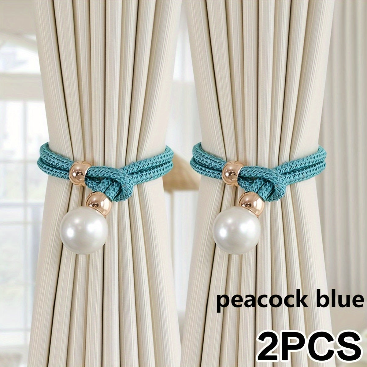 1 set of 2 pieces of pearl decorative curtain buckles, representing high-end luxury and adjustable style for your curtains. These elegant pearl curtain straps are perfect for enhancing the decoration of your curtains in any room, whether it be a bedroom