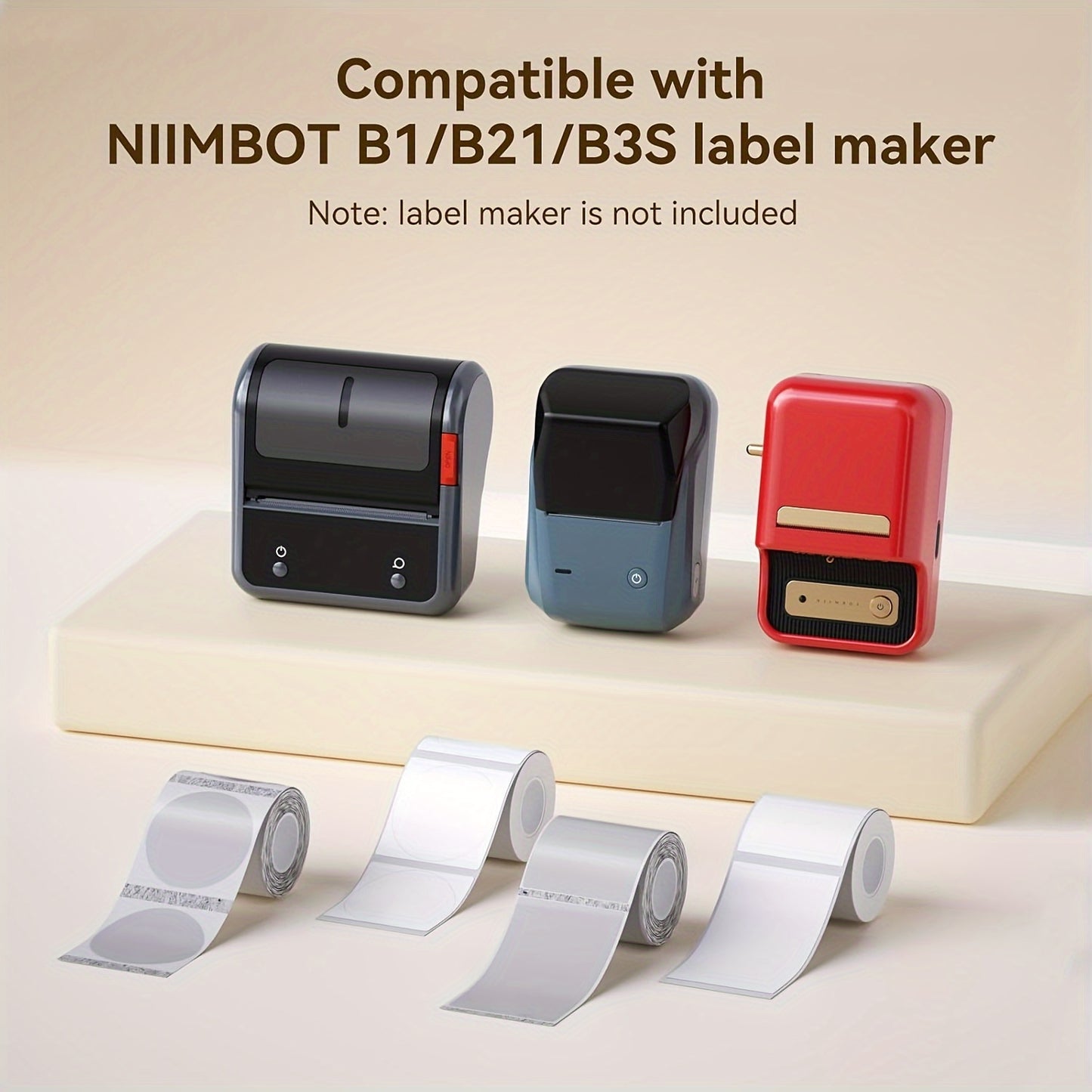 Compatible Thermal Transfer Labels for NIIMBOT B1/B21/B3S, 50x30mm, 230 Labels/roll, Waterproof, Oil-Resistant, White PVC Tape, 1 Roll