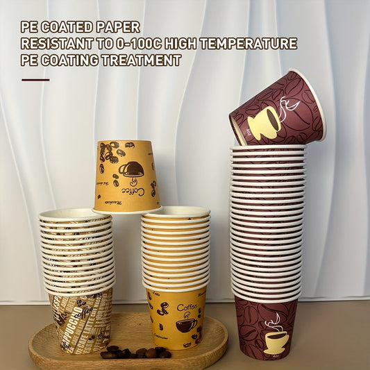 50 out of 200 pieces of 4oz thick disposable paper cups for coffee trials. Can be used for household and commercial purposes as anti-scald drinking cups. Also suitable for tea, coffee, beverages, and food grade usage.